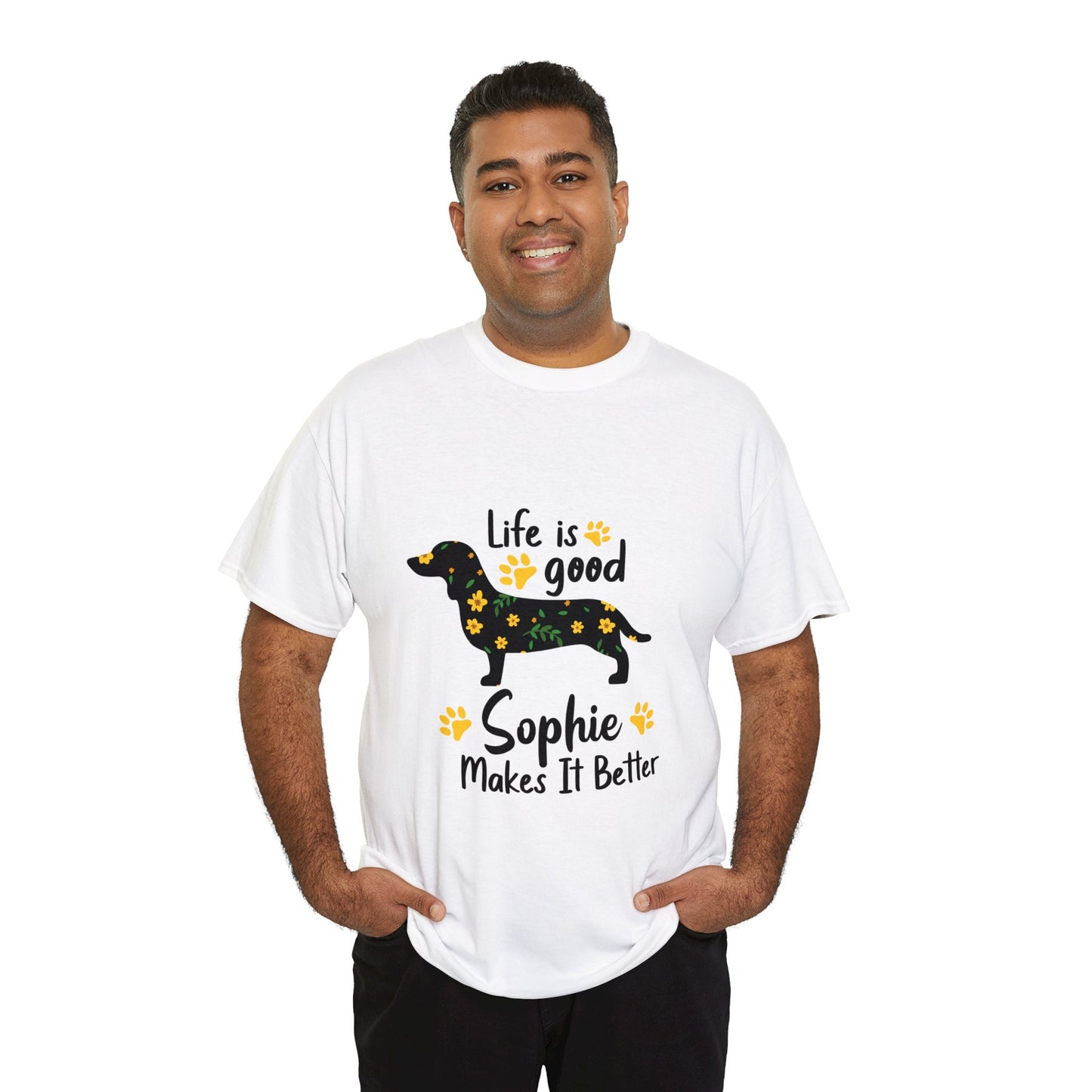 Camiseta personalizada con nombre de perro salchicha