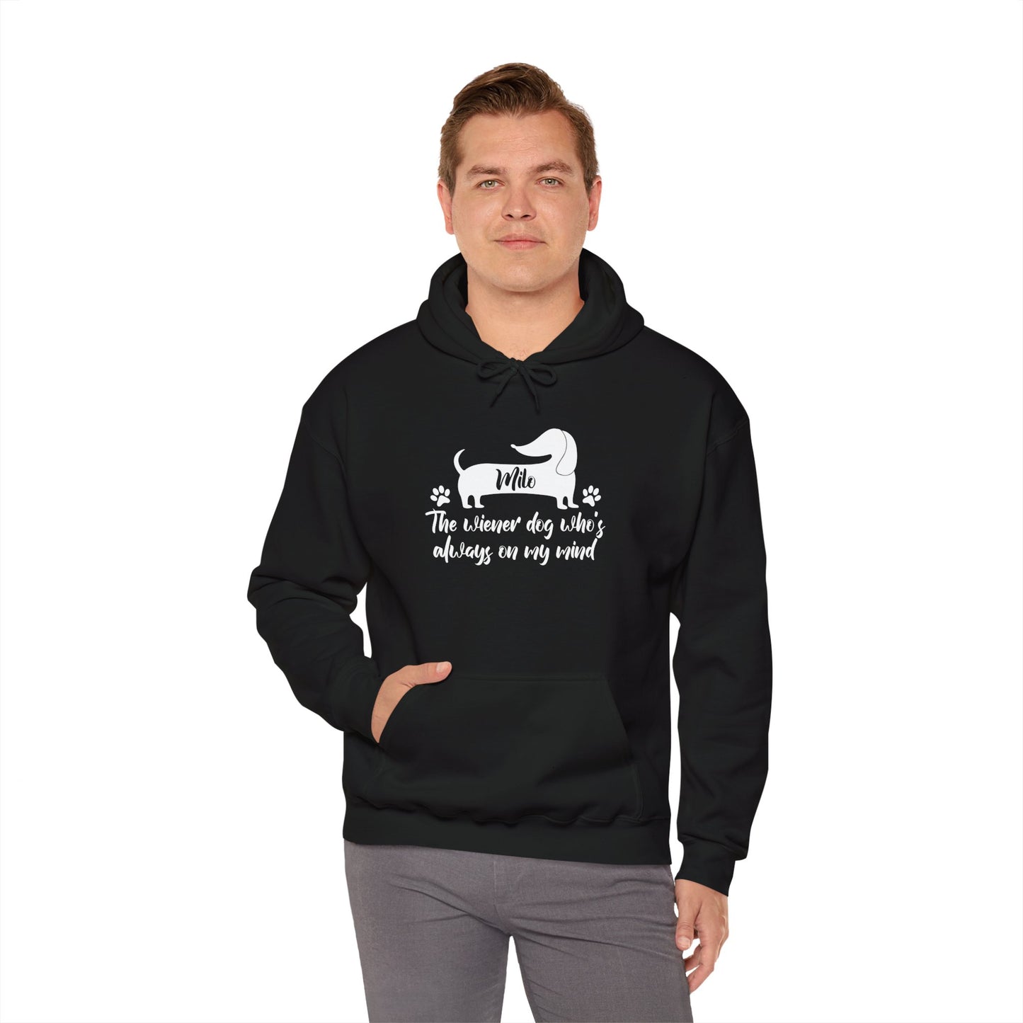 Sudadera con capucha personalizada con nombre de perro salchicha - Sudadera con capucha unisex