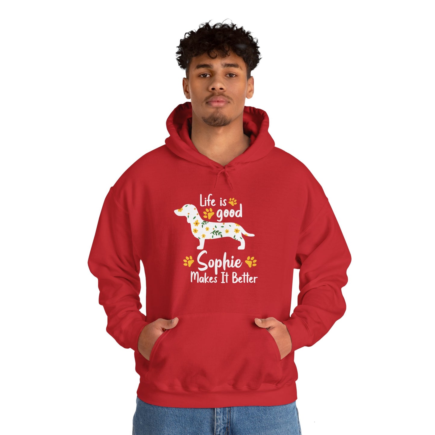 Sudadera con capucha personalizada con nombre de perro salchicha - Sudadera con capucha unisex