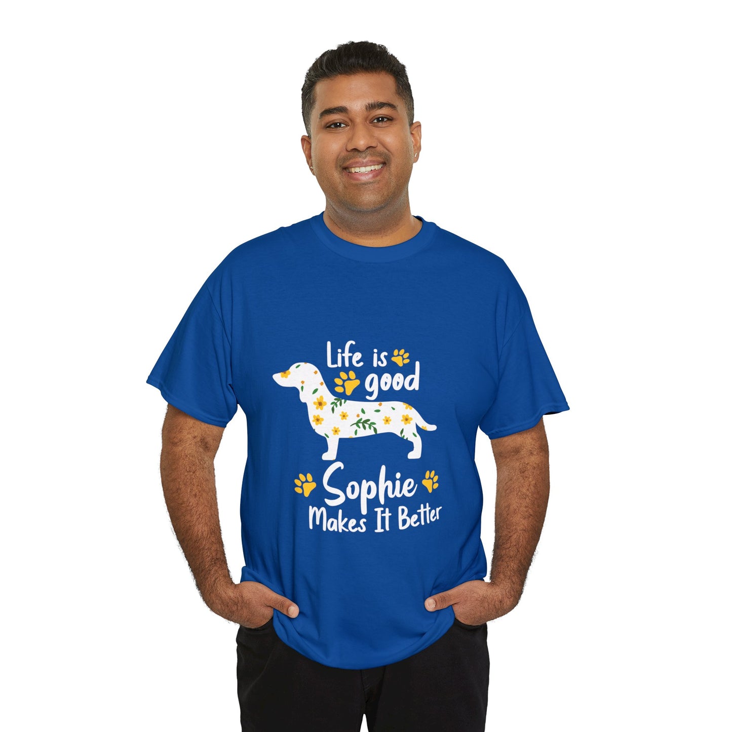 Camiseta personalizada con nombre de perro salchicha