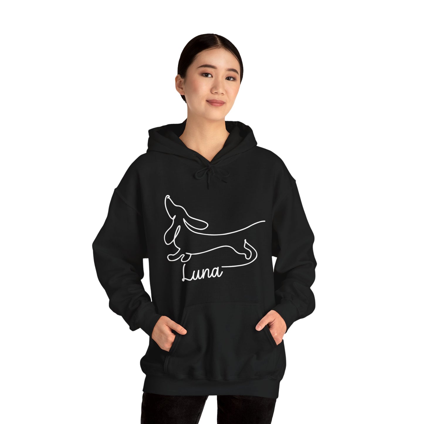Sudadera con capucha personalizada con nombre de perro salchicha - Sudadera con capucha unisex