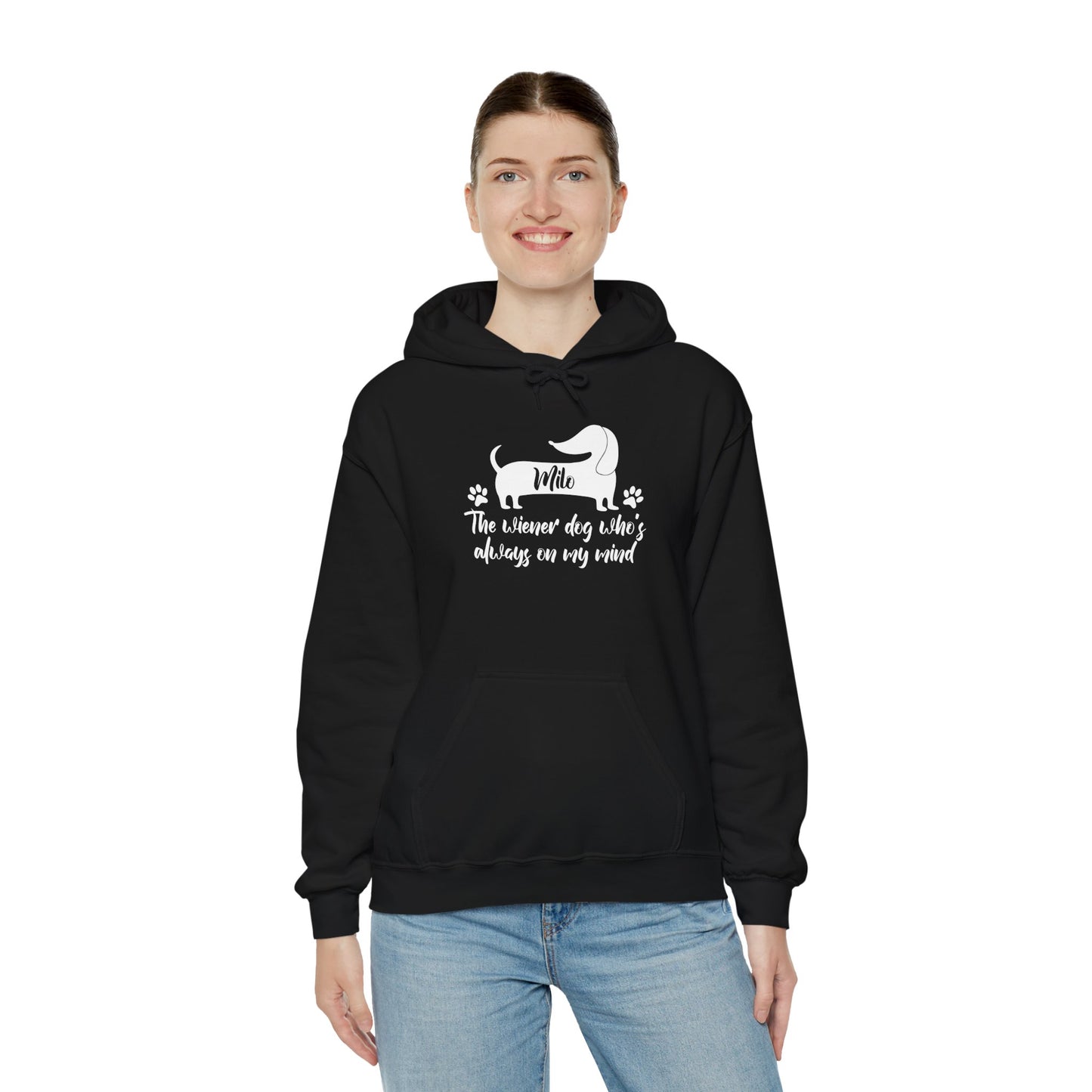 Sudadera con capucha personalizada con nombre de perro salchicha - Sudadera con capucha unisex