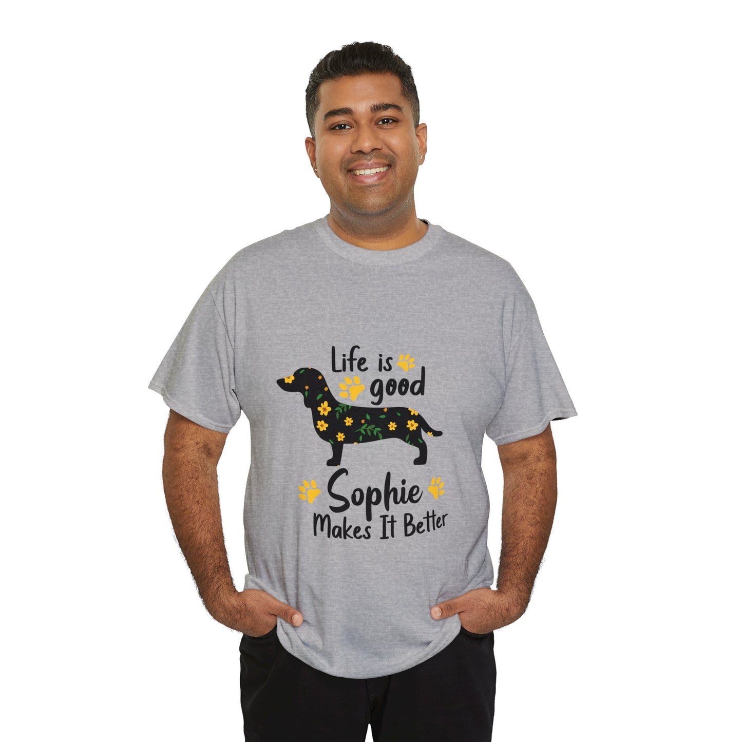 Camiseta personalizada con nombre de perro salchicha