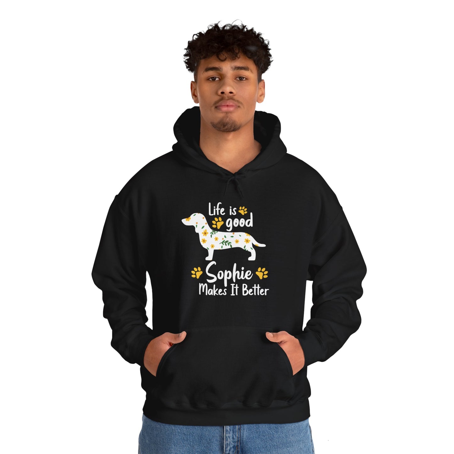 Sudadera con capucha personalizada con nombre de perro salchicha - Sudadera con capucha unisex