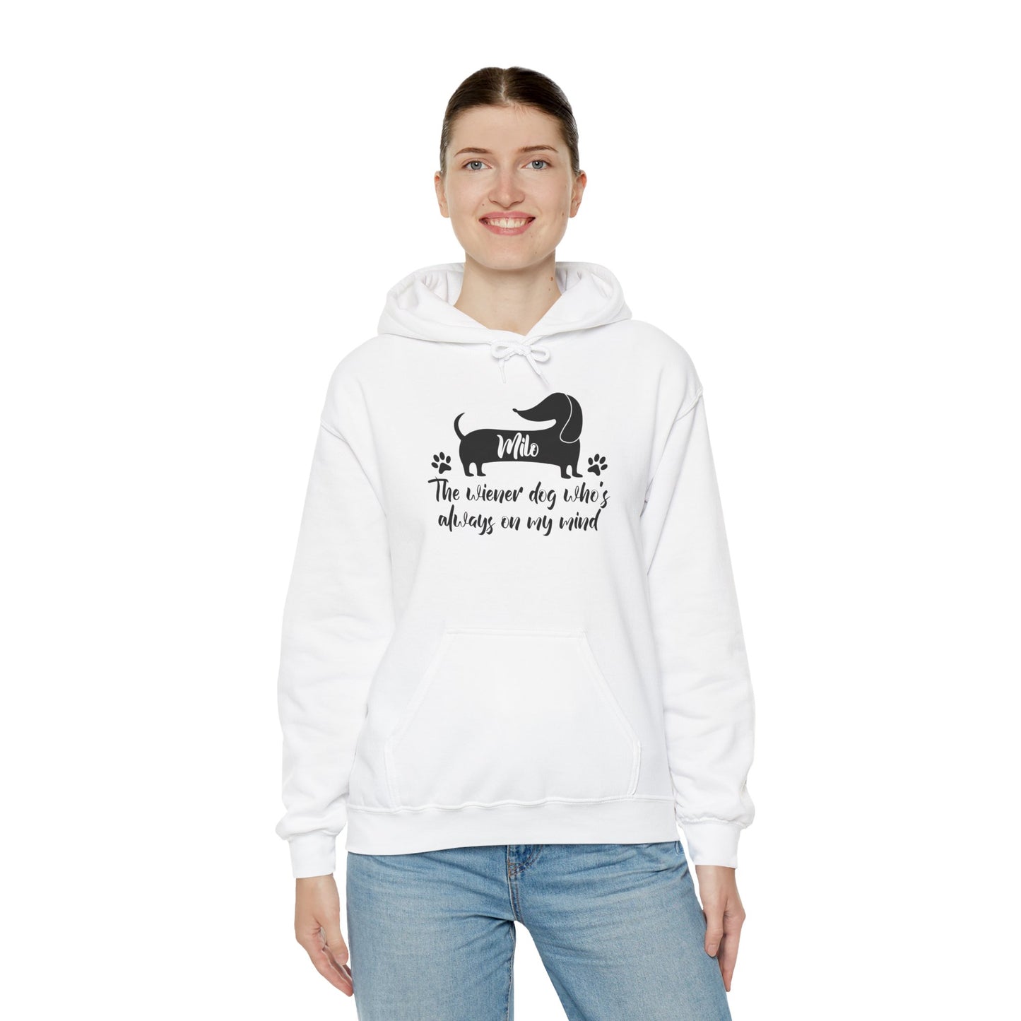 Sudadera con capucha personalizada con nombre de perro salchicha - Sudadera con capucha unisex