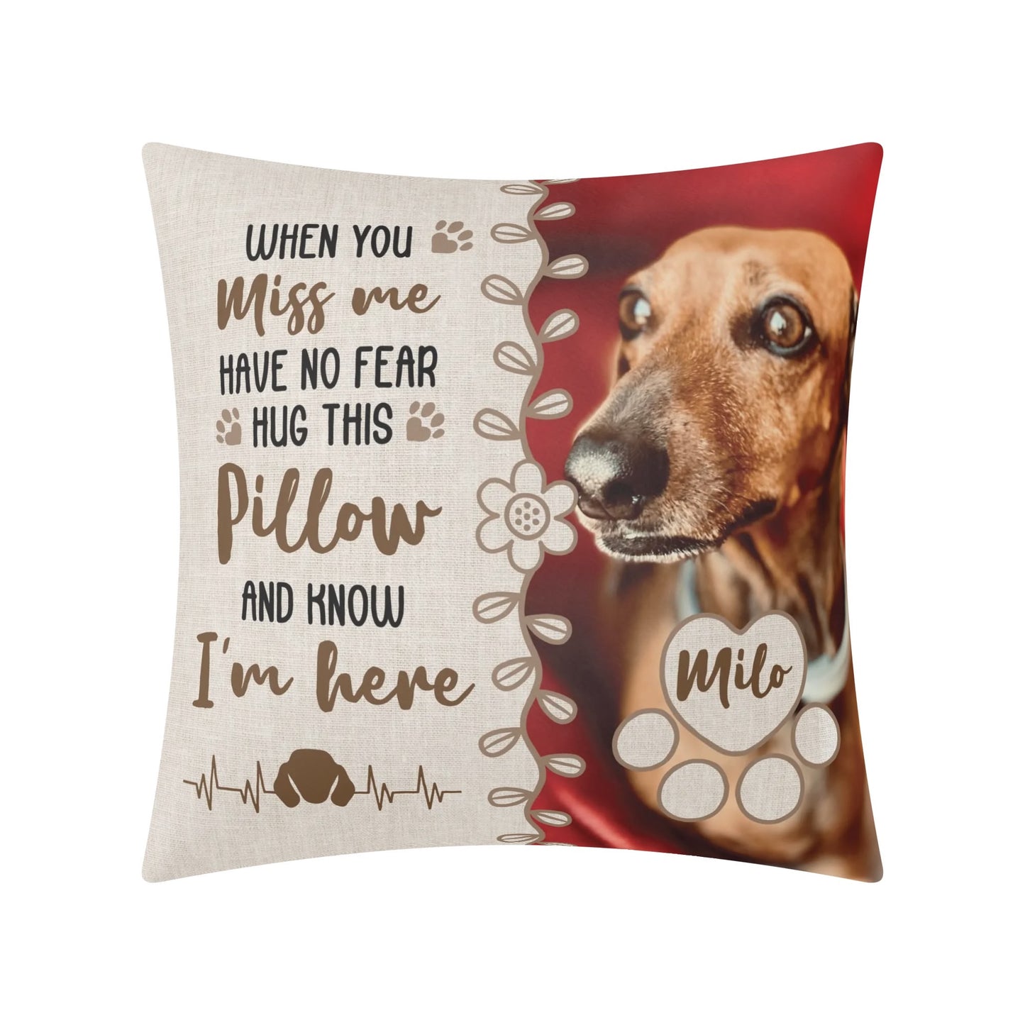 Dachshund name and image personalized pillow
