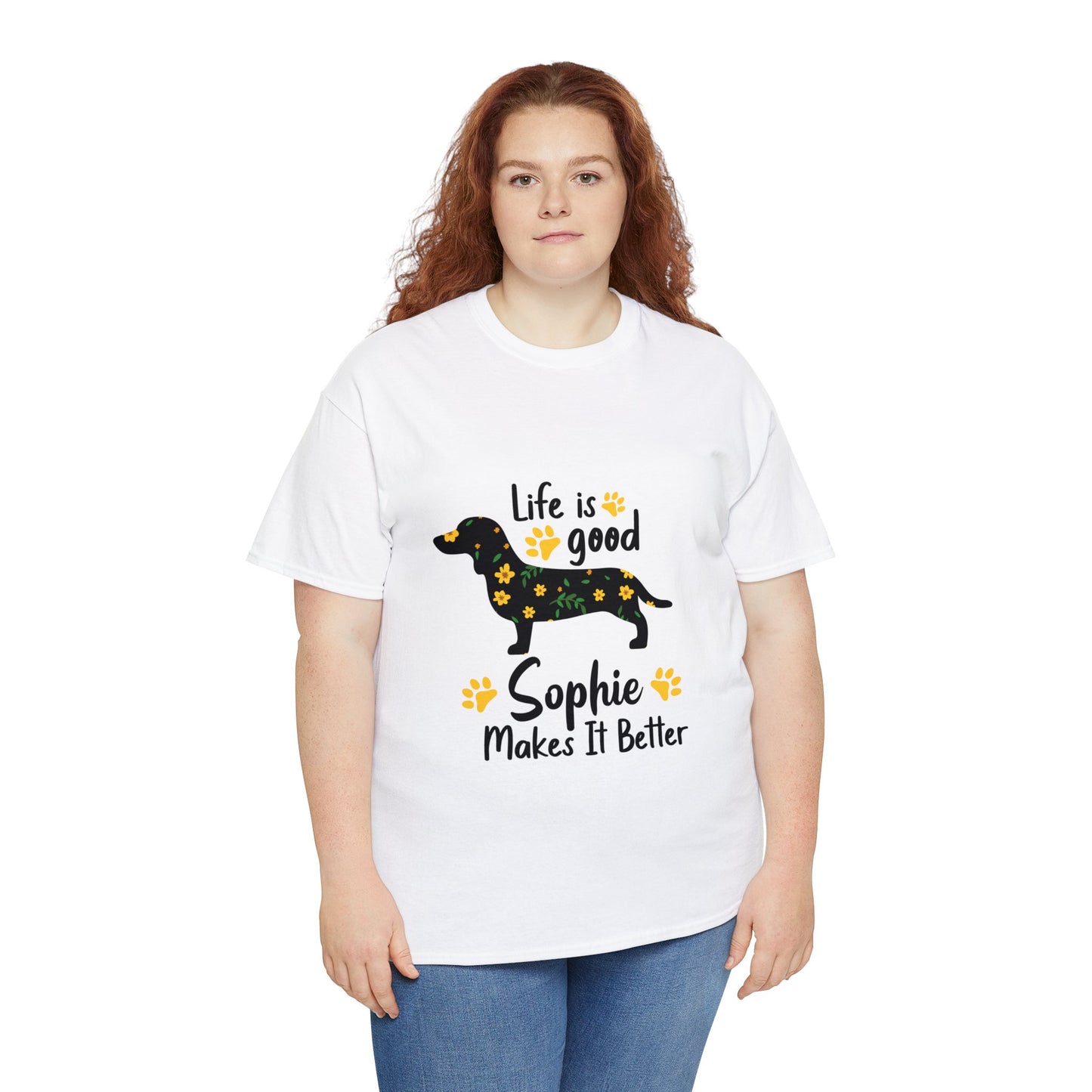 Camiseta personalizada con nombre de perro salchicha