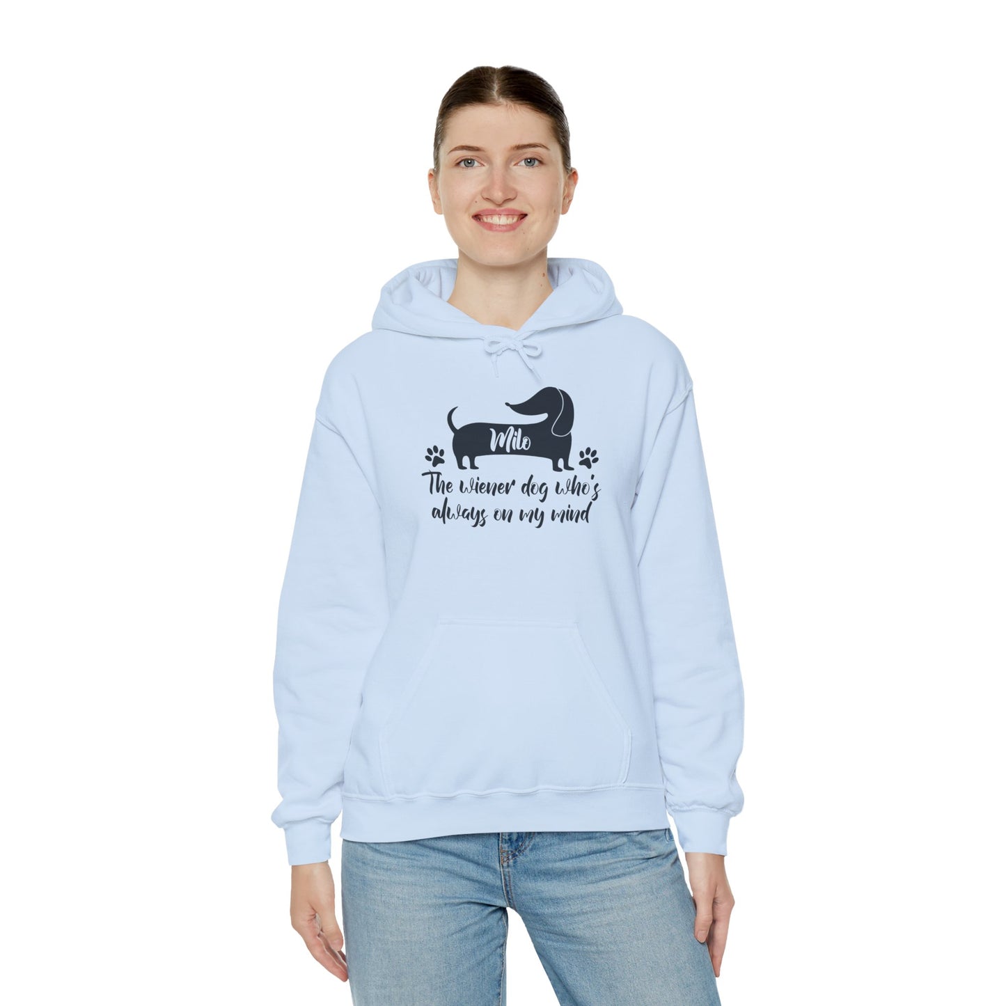 Sudadera con capucha personalizada con nombre de perro salchicha - Sudadera con capucha unisex