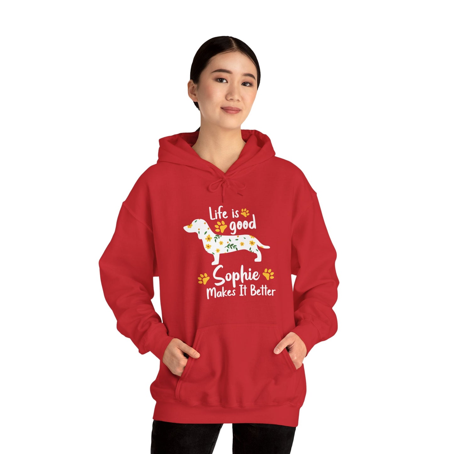 Sudadera con capucha personalizada con nombre de perro salchicha - Sudadera con capucha unisex