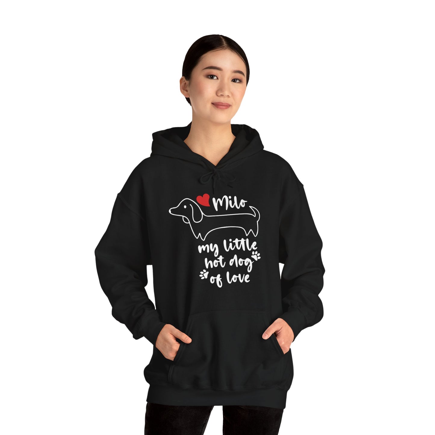 Sudadera con capucha personalizada con nombre de perro salchicha - Sudadera con capucha unisex