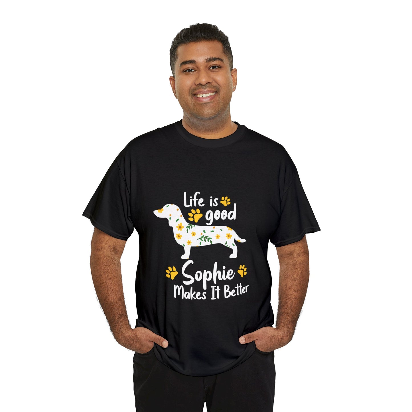 Camiseta personalizada con nombre de perro salchicha
