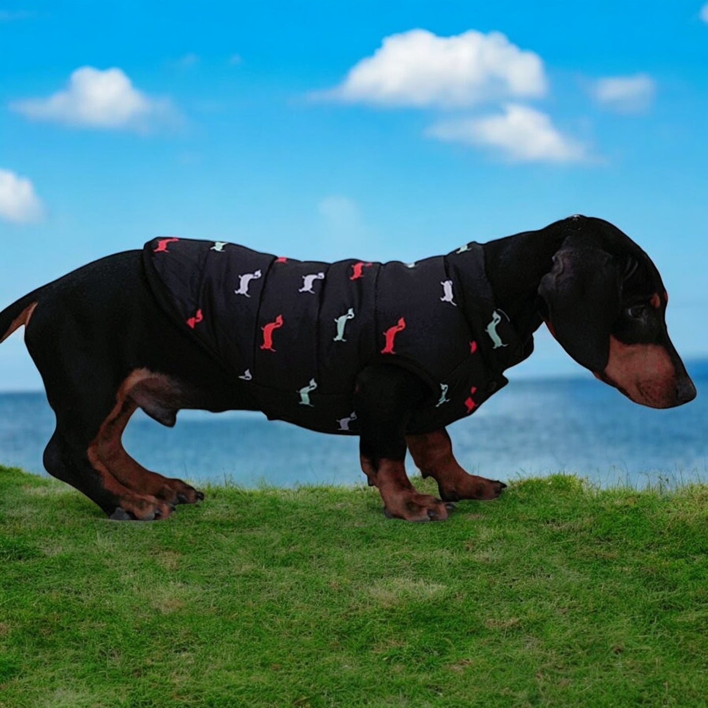 Dachshund Zipper Vest Windproof Winter Jacket