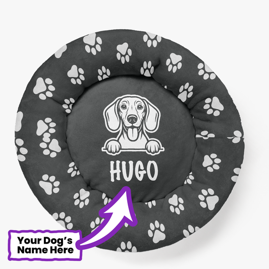 Lola - Personalized Cloud-Comfort Large Dachshund Bed | Anti-Anxiety Donut Bed for Dachshunds