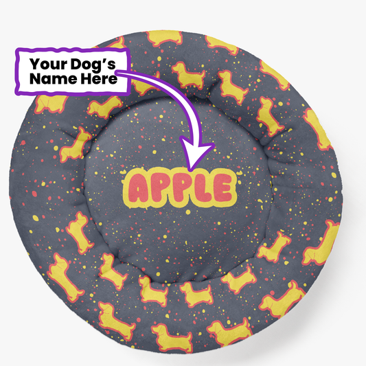 Wiggles - Personalized Cloud-Comfort Large Dachshund Bed | Anti-Anxiety Donut Bed for Dachshunds
