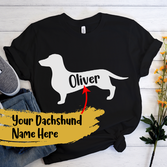 Camiseta personalizada con Nombre de Perro Salchicha - Camiseta para Nombre de Perro Salchicha