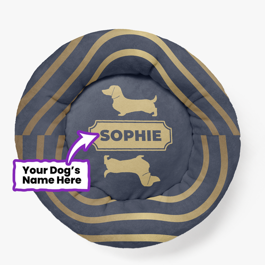Ingrid - Personalized Cloud-Comfort Large Dachshund Bed | Anti-Anxiety Donut Bed for Dachshunds