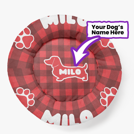 Luna - Personalized Cloud-Comfort Large Dachshund Bed | Anti-Anxiety Donut Bed for Dachshunds