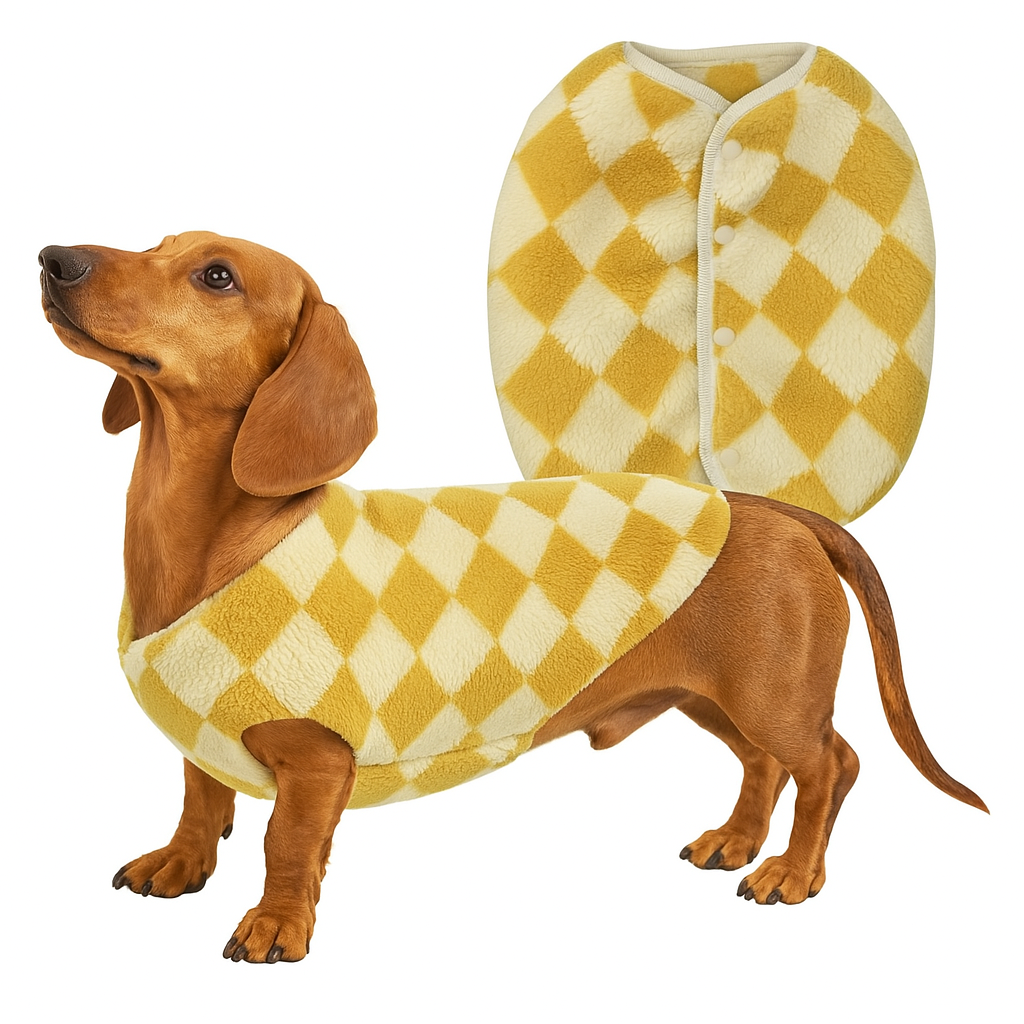 Dachshund Plush Checkerboard Vest