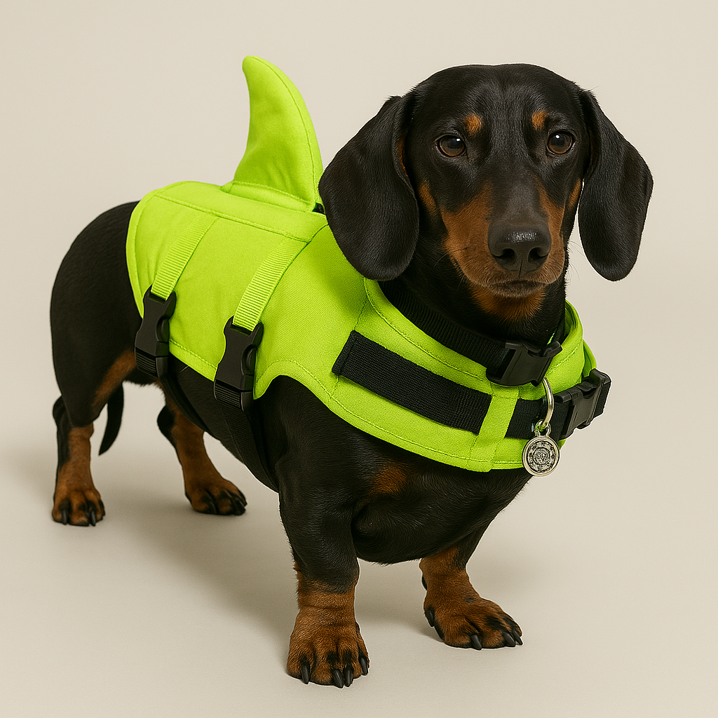 Chaleco de tiburón Dachshund para cachorros juguetones