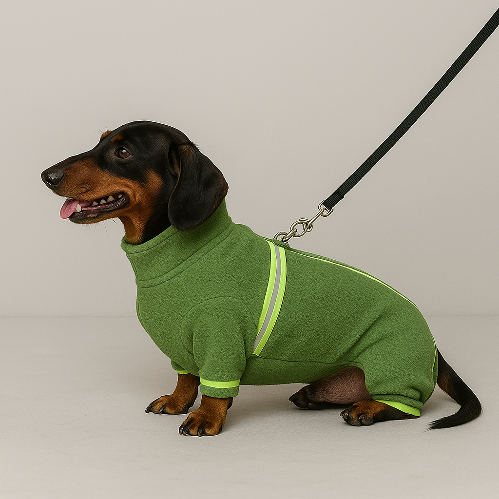 Dachshund Winter Fleece Sweater with Reflective Stripes