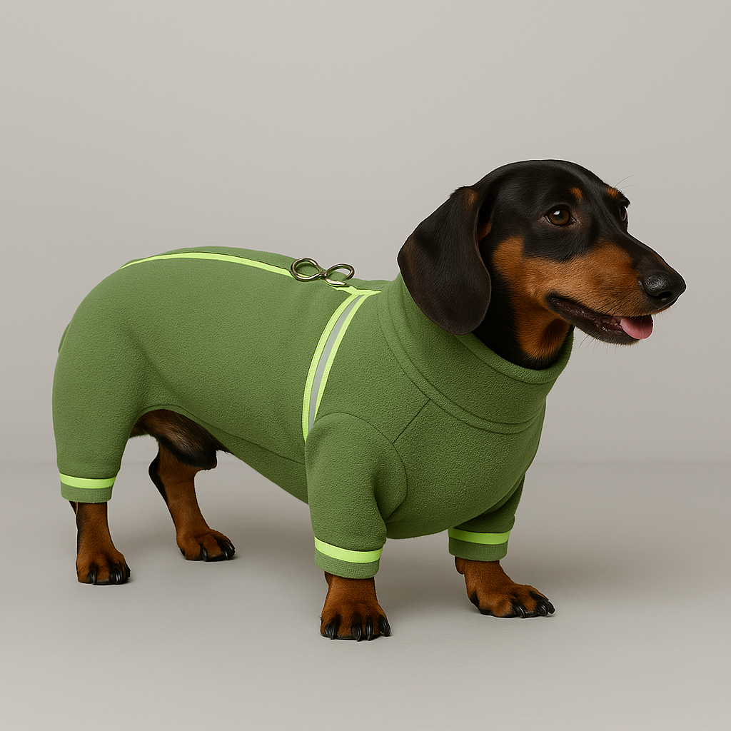 Dachshund Winter Fleece Sweater with Reflective Stripes