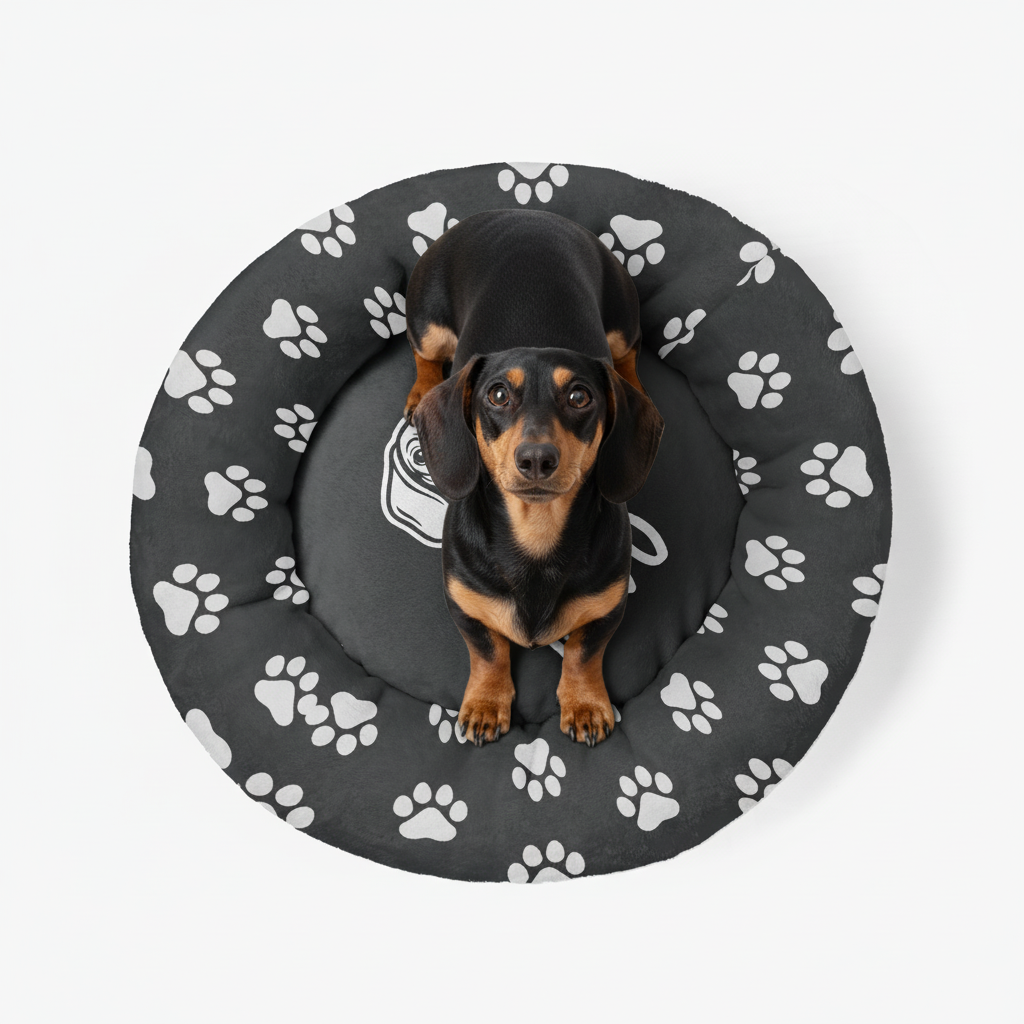 Lola - Personalized Cloud-Comfort Large Dachshund Bed | Anti-Anxiety Donut Bed for Dachshunds