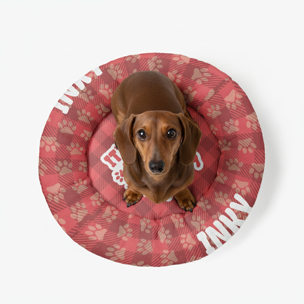 Winnie - Personalized Cloud-Comfort Large Dachshund Bed | Anti-Anxiety Donut Bed for Dachshunds