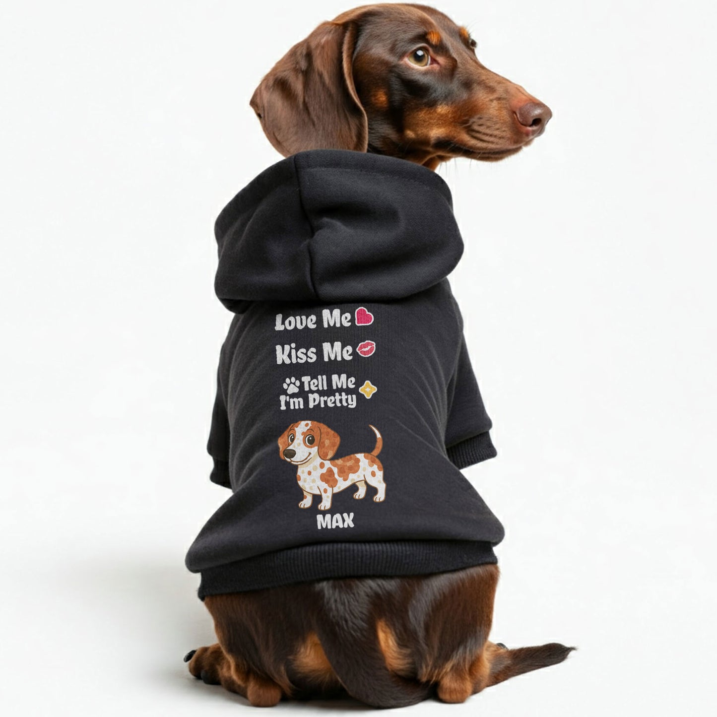 Love Me – Personalized Dachshund Hoodies with Your Doxie’s Name & Clipart – Stylish, Cozy & Made from Premium 100% Cotton