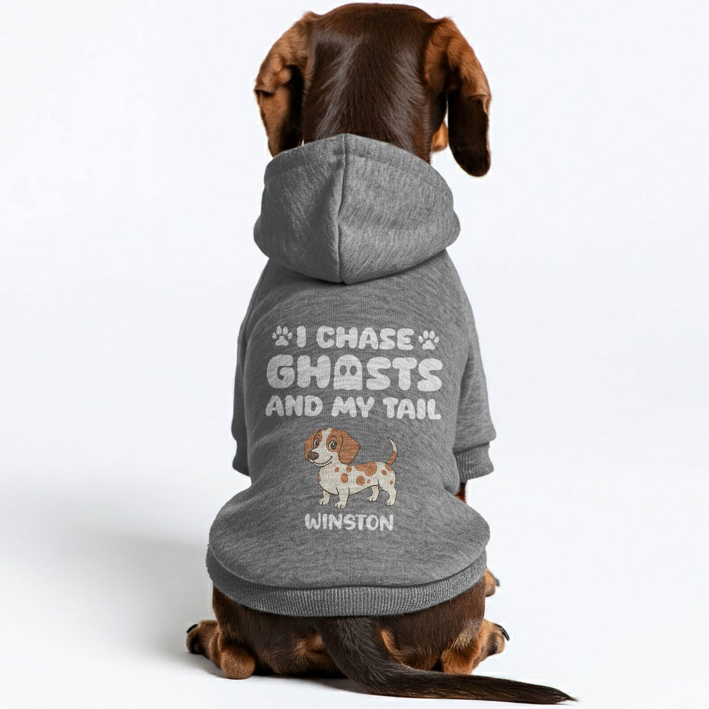 I Chase Ghosts – Personalized Dachshund Hoodies with Your Doxie’s Name & Clipart – Stylish, Cozy & Made from Premium 100% Cotton