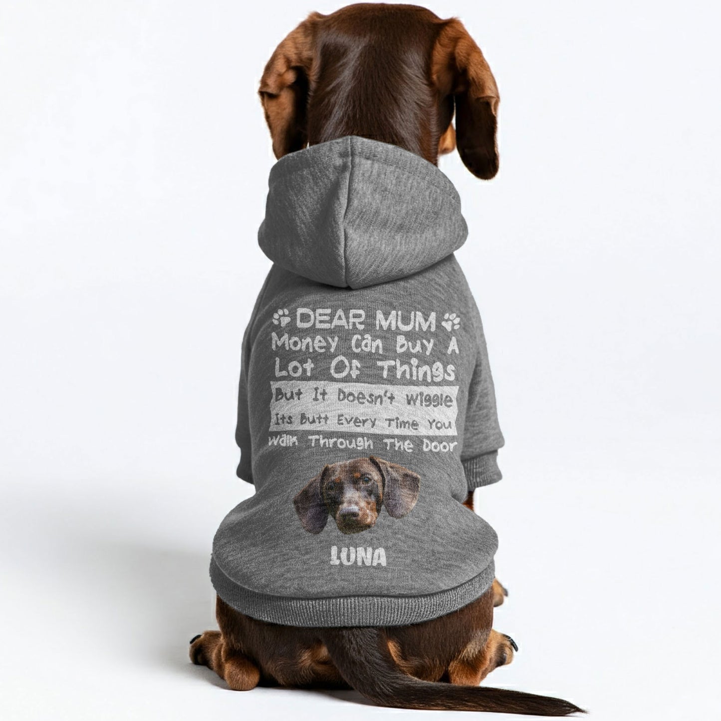 Dear MOM – Personalized Dachshund Hoodies with Your Doxie’s Name & Photo – Stylish, Cozy & Made from Premium 100% Cotton