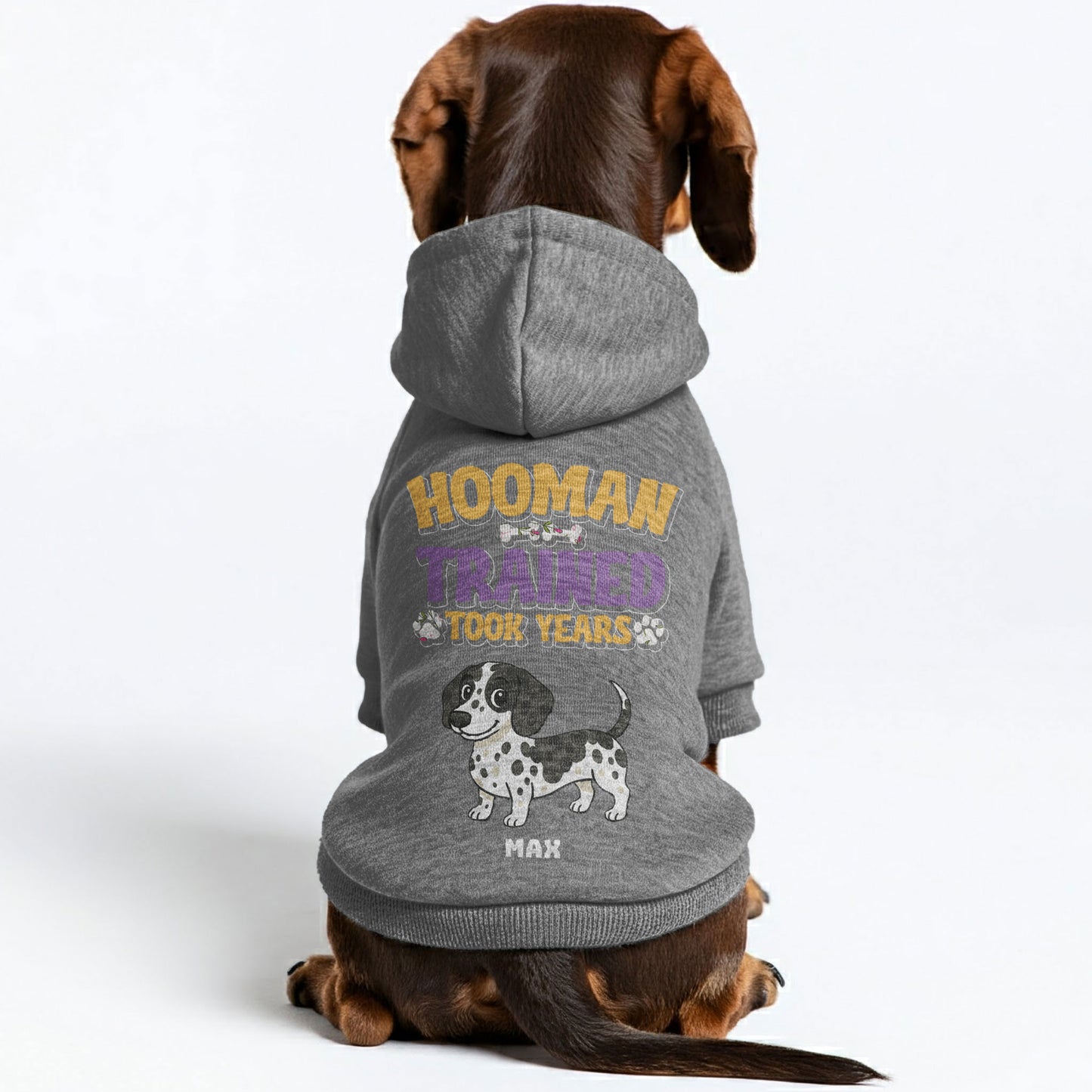 Hooman Trained – Personalized Dachshund Hoodies with Your Doxie’s Name & Clipart – Stylish, Cozy & Made from Premium 100% Cotton