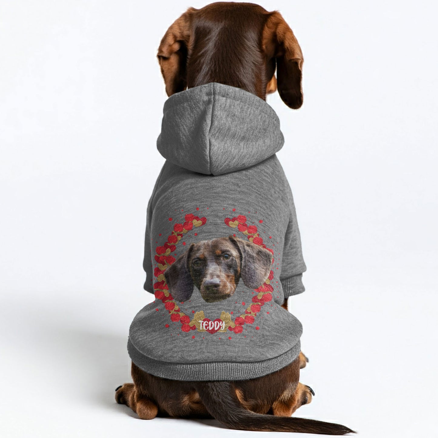 Hearts – Personalized Dachshund Hoodies with Your Doxie’s Name & Photo – Stylish, Cozy & Made from Premium 100% Cotton