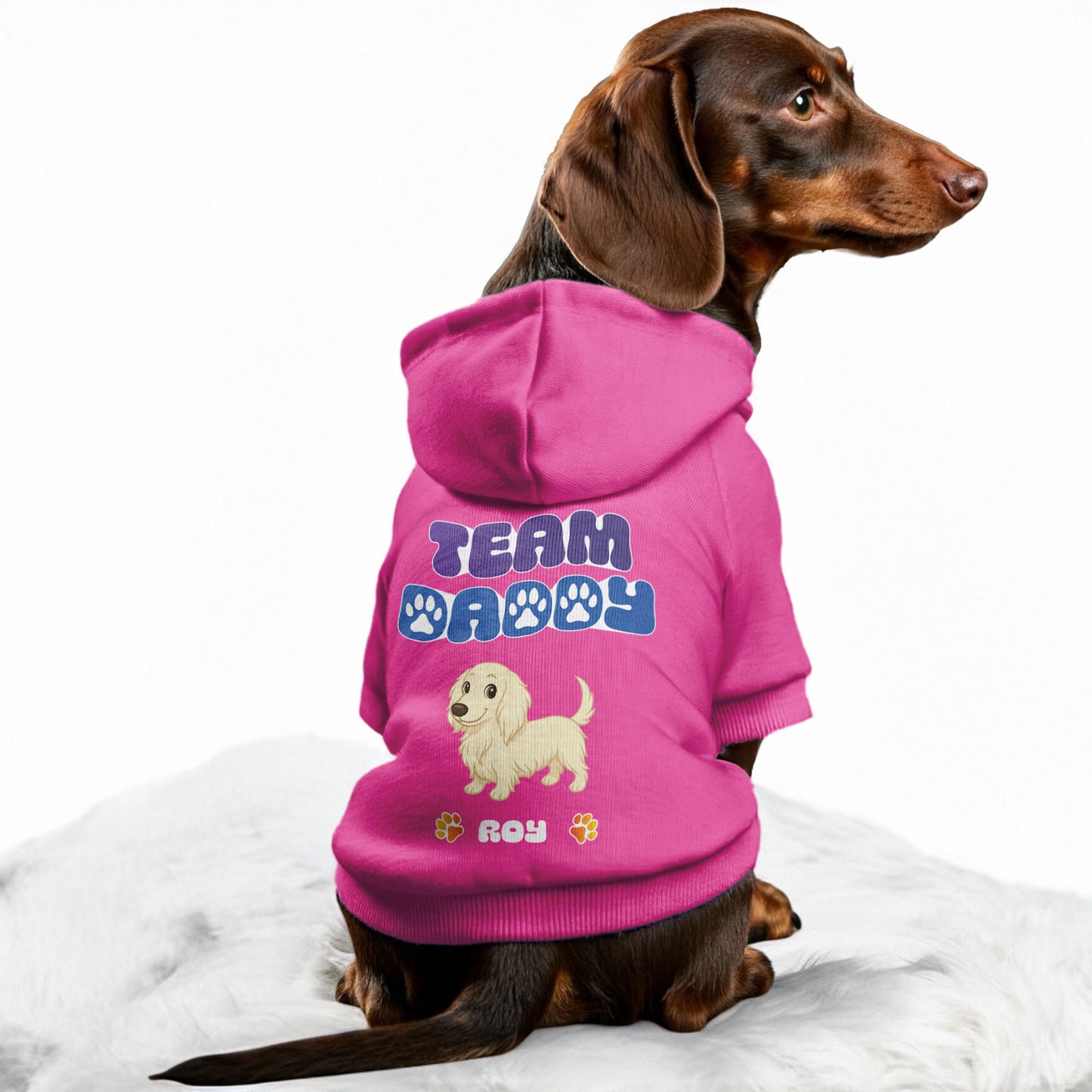Team Mommy – Personalized Dachshund Hoodies with Your Doxie’s Name & Clipart – Stylish, Cozy & Made from Premium 100% Cotton