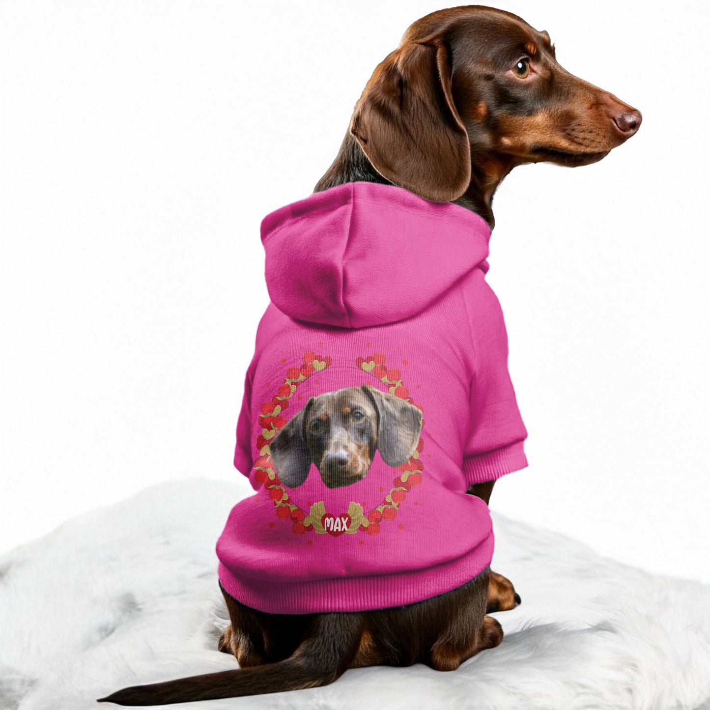 Hearts – Personalized Dachshund Hoodies with Your Doxie’s Name & Photo – Stylish, Cozy & Made from Premium 100% Cotton