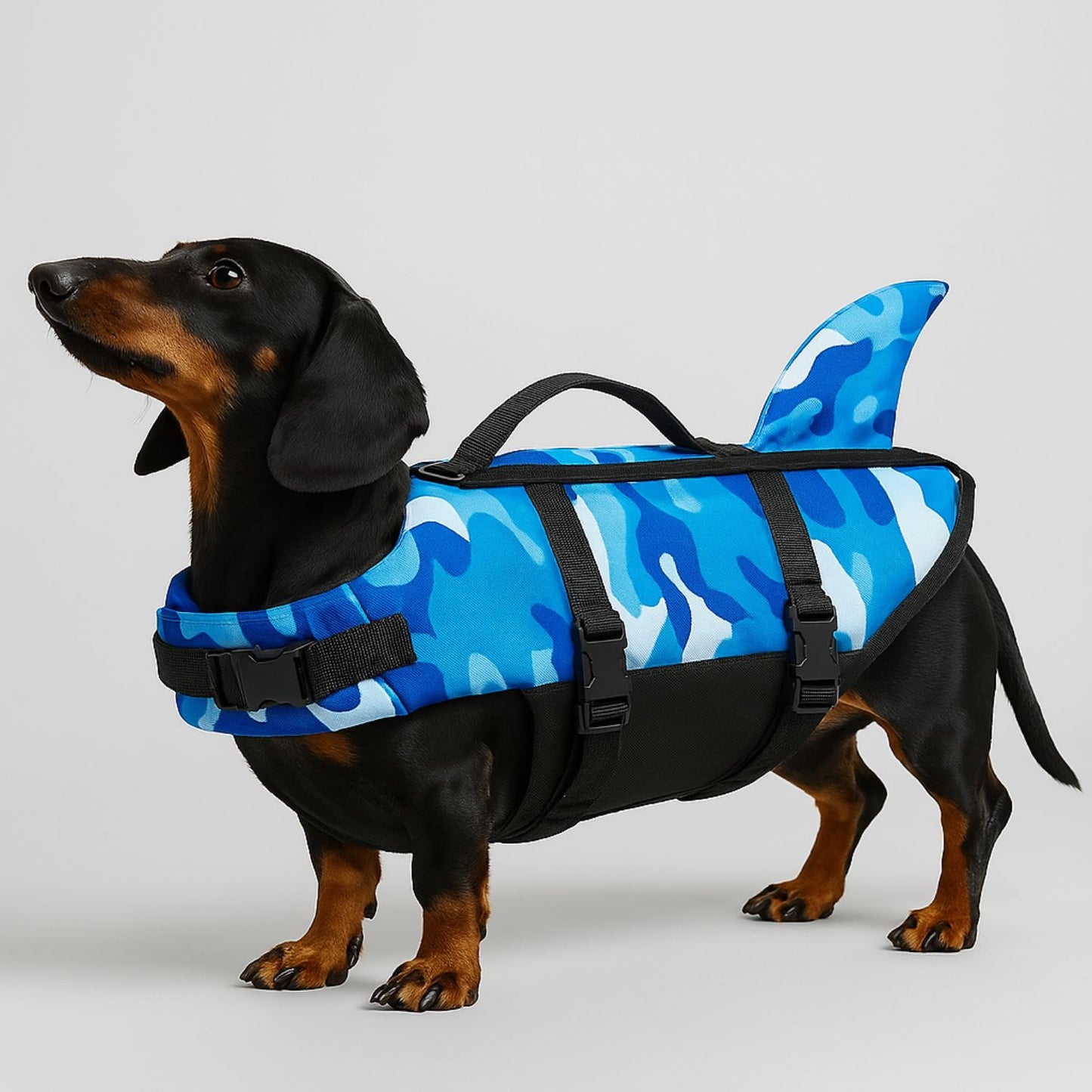 Chaleco de natación Premium Dachshund diseño de camuflaje - chaleco salvavidas para perro tiburón