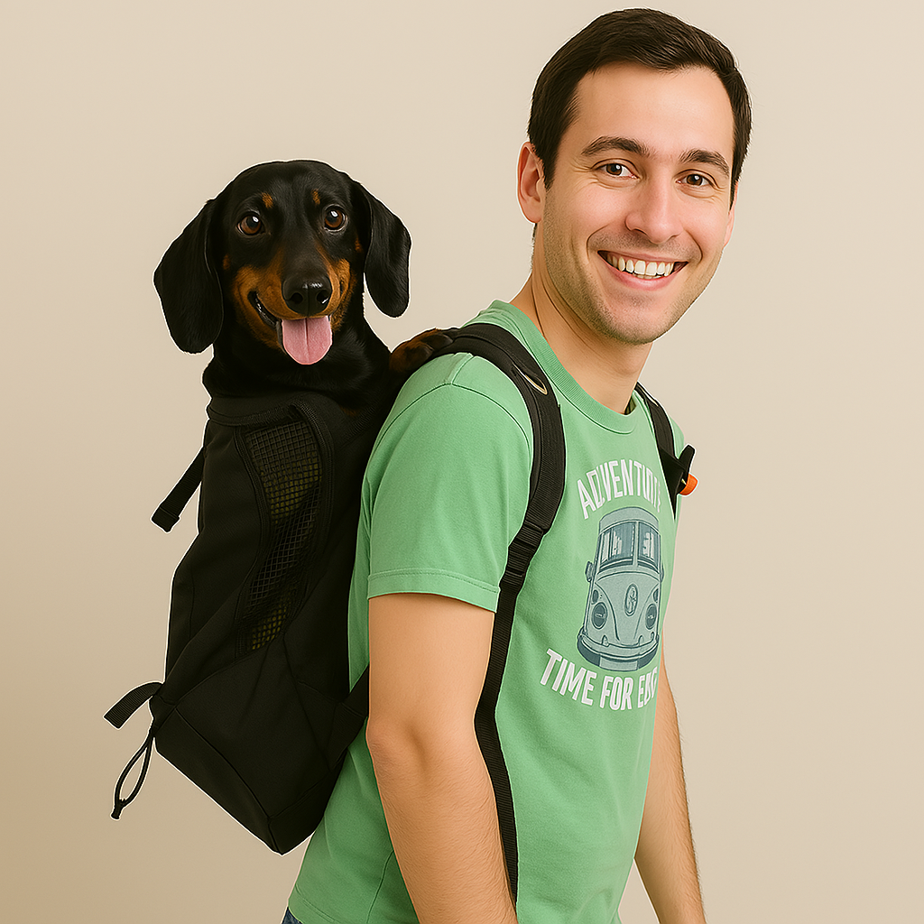 Porta mochila para perros salchicha