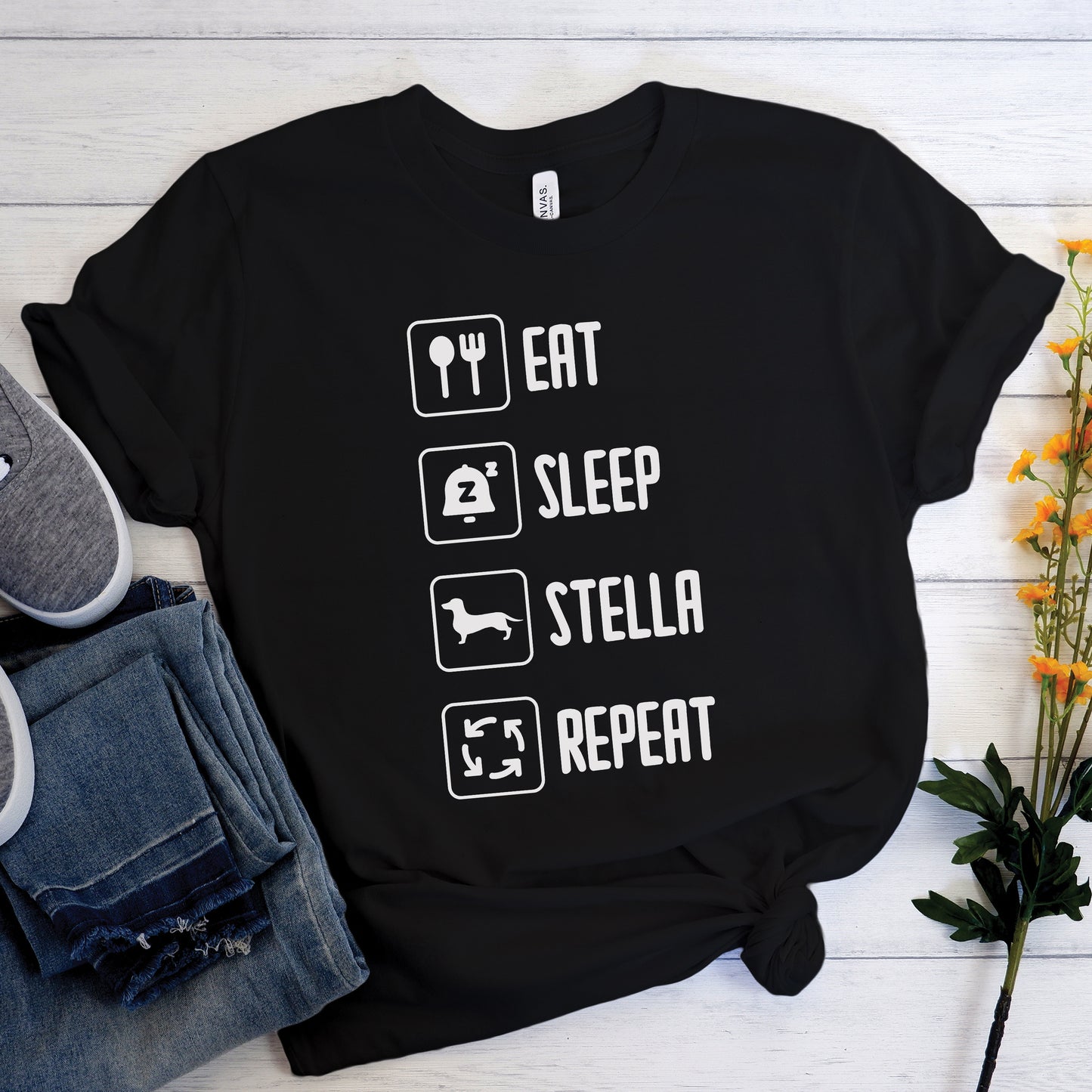 Camiseta personalizada con nombre de perro salchicha