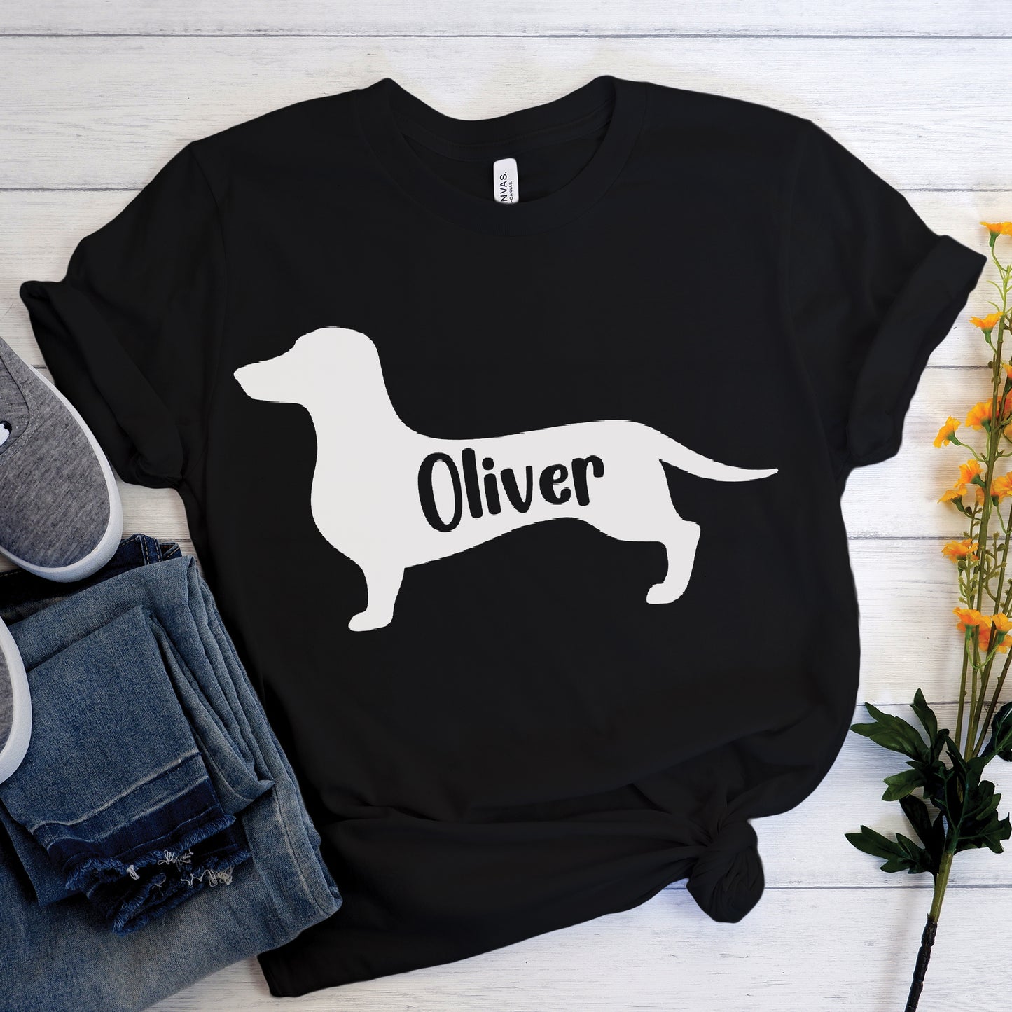 Camiseta personalizada con Nombre de Perro Salchicha - Camiseta para Nombre de Perro Salchicha