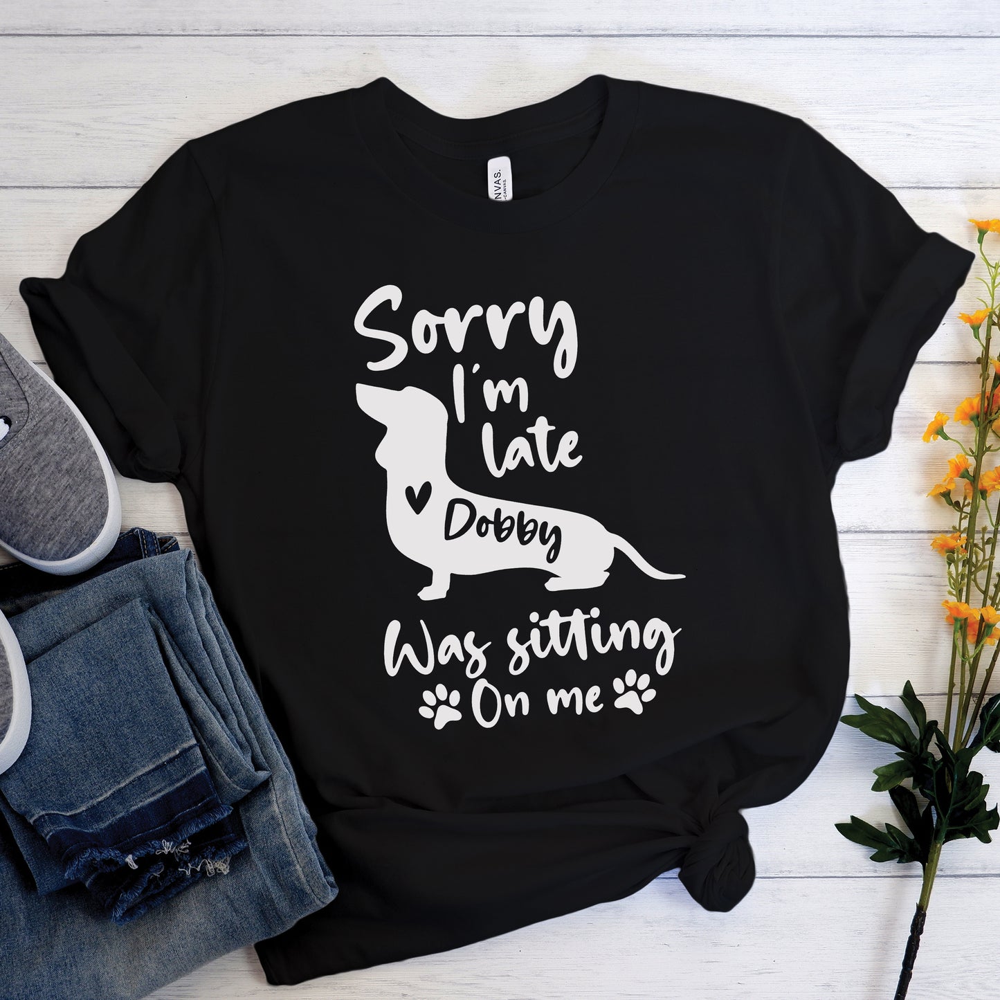 Camiseta personalizada con nombre de perro salchicha