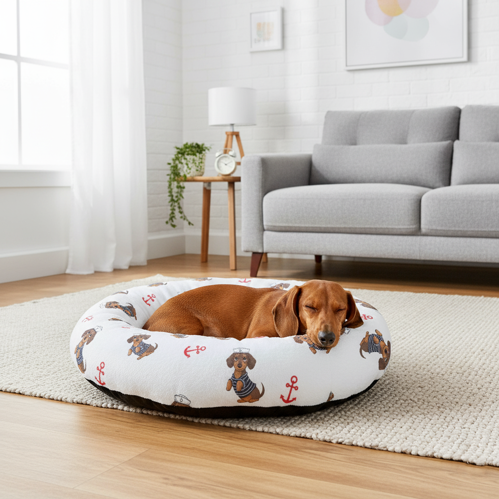 Pepper - Cloud-Comfort Dachshund Bed | Anti-Anxiety Donut Bed for Dachshunds