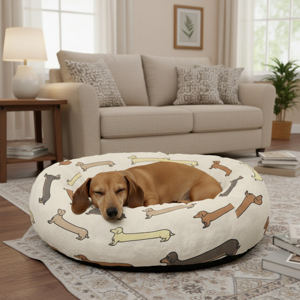 Fern - Cloud-Comfort Dachshund Bed | Anti-Anxiety Donut Bed for Dachshunds