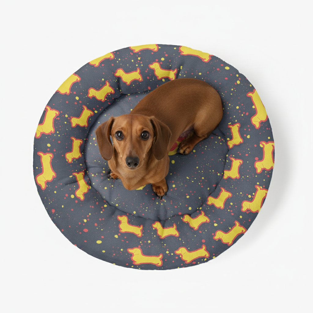 Wiggles - Personalized Cloud-Comfort Large Dachshund Bed | Anti-Anxiety Donut Bed for Dachshunds