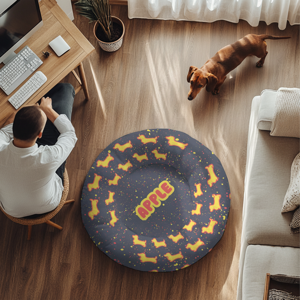 Wiggles - Personalized Cloud-Comfort Large Dachshund Bed | Anti-Anxiety Donut Bed for Dachshunds
