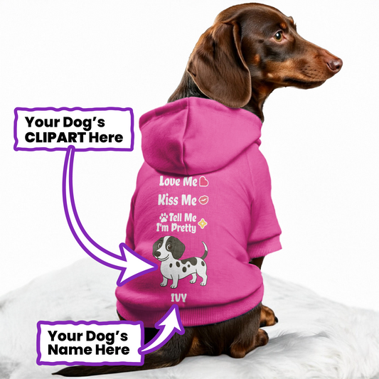 Love Me – Personalized Dachshund Hoodies with Your Doxie’s Name & Clipart – Stylish, Cozy & Made from Premium 100% Cotton