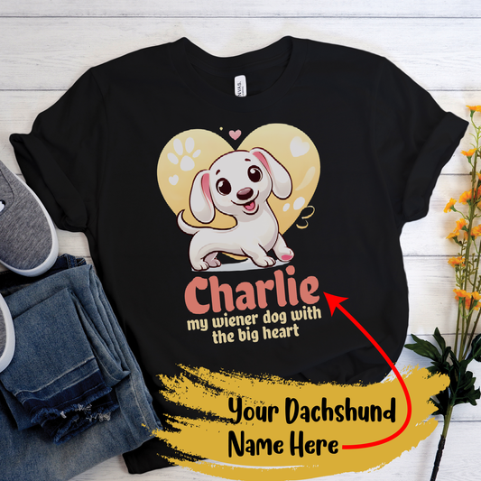 Camiseta personalizada con nombre de perro salchicha