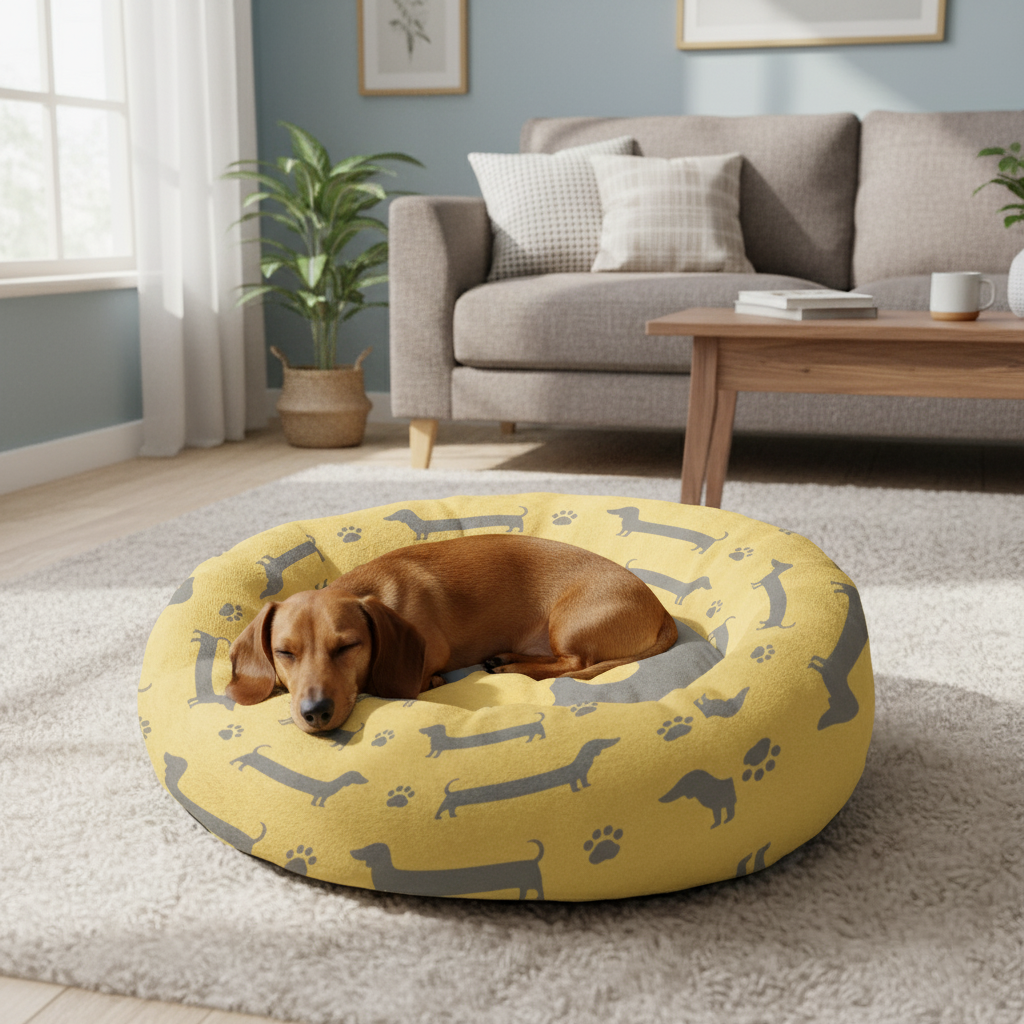 Pearl - Cloud-Comfort Dachshund Bed | Anti-Anxiety Donut Bed for Dachshunds