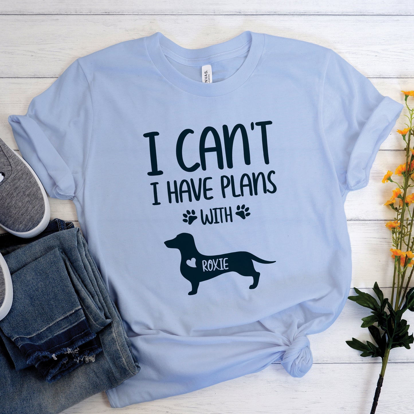 Camiseta personalizada con nombre de perro salchicha