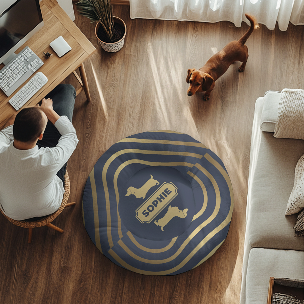 Ingrid - Personalized Cloud-Comfort Large Dachshund Bed | Anti-Anxiety Donut Bed for Dachshunds