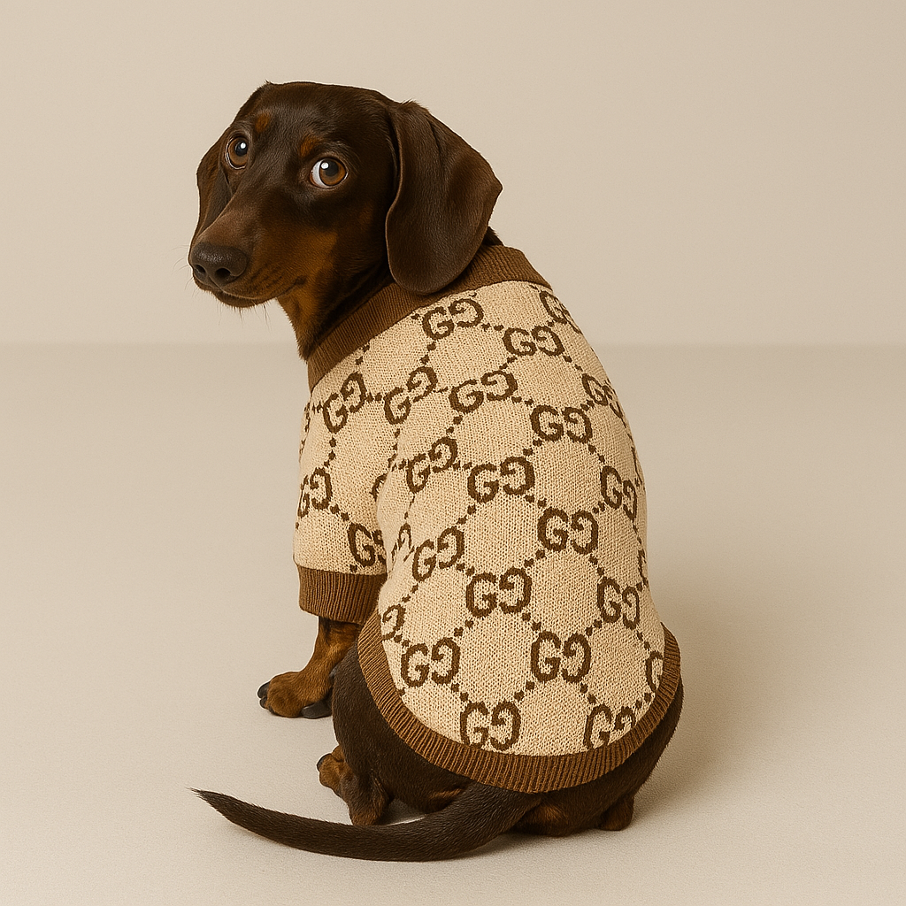 Luxury Beige Pawcci Sweater for Dachshund