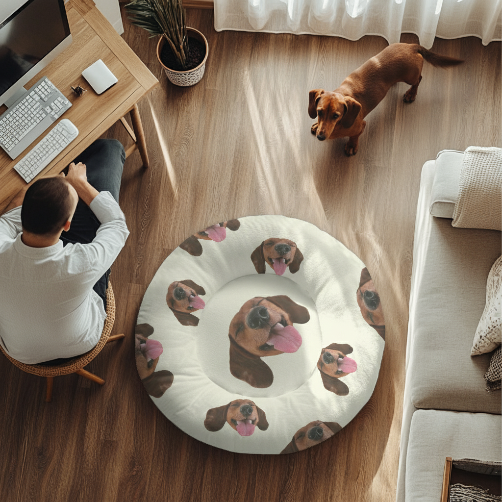 Daisy - Personalized Cloud-Comfort Large Dachshund Bed | Anti-Anxiety Donut Bed for Dachshunds